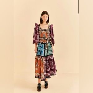 NWT FARM Rio Multicolor Sweet Mermaids Midi Dress